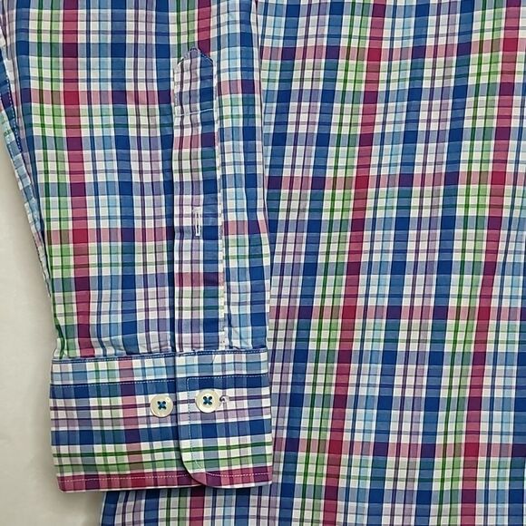 Peter Millar Madras Plaid Button Down Dress Shirt Size Large - Picture 4 of 9